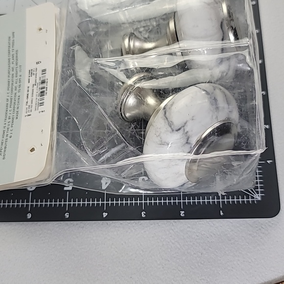 JcPenney Home Set Of 2 Faux Marble Finial Brushed Nickle Finish - Picture 12 of 14